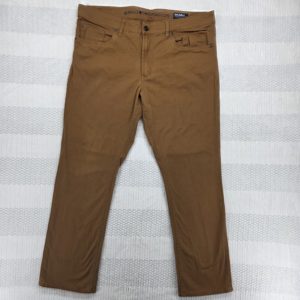 Buffalo David Bitton Ash X Slim Stretch Pants Mens 40x32 Brown Chino BM18880
